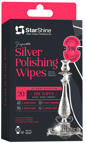 Silver Polishing Wipes | 20 Ct. | Disposable | Kosher For Passover | NON TOXIC