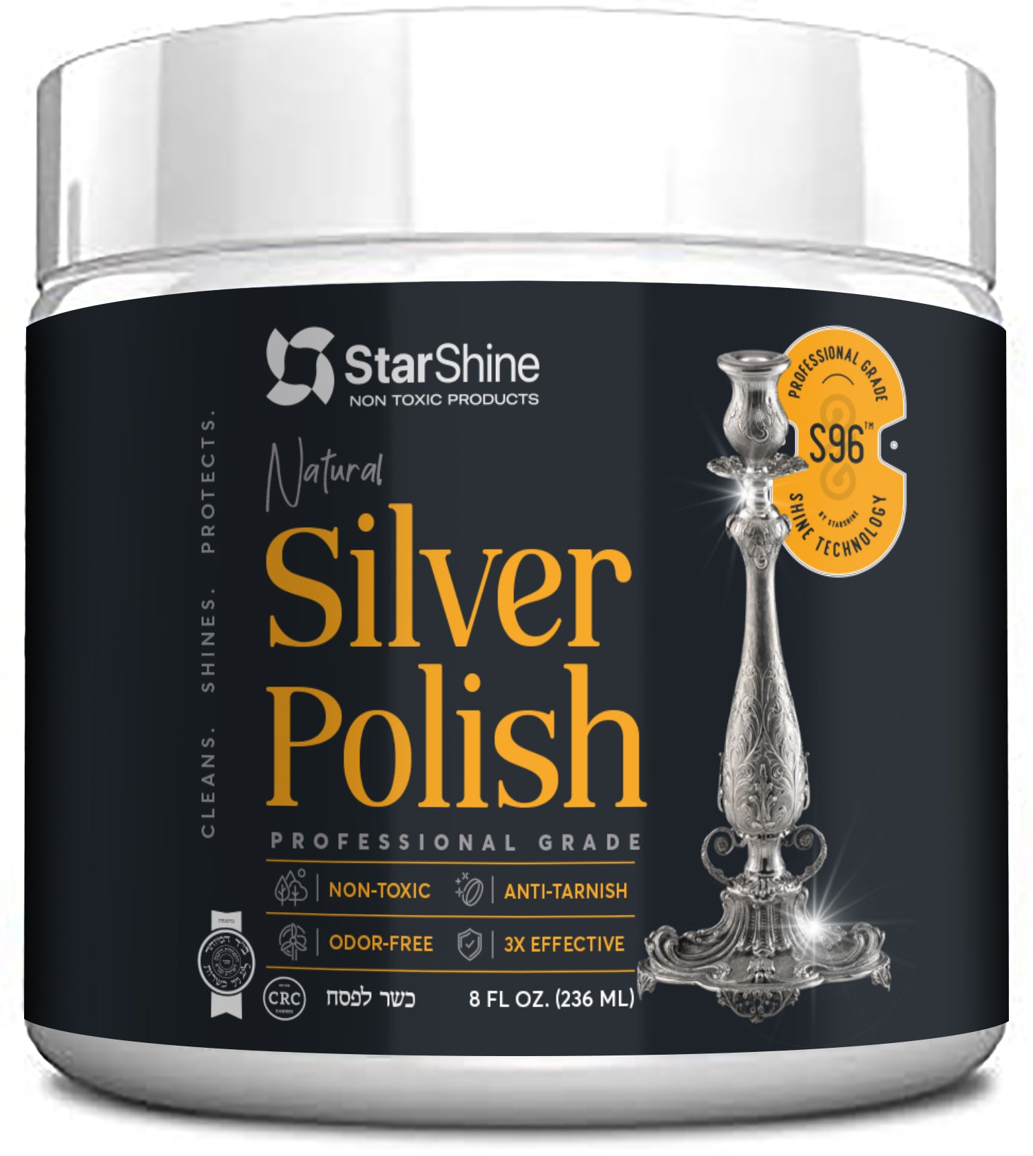 Silver Polish 8oz, NON TOXIC, Kosher For Passover