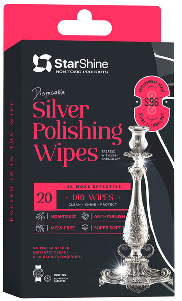 Silver Polishing Wipes | 20 Ct. | Disposable | Kosher For Passover | NON TOXIC